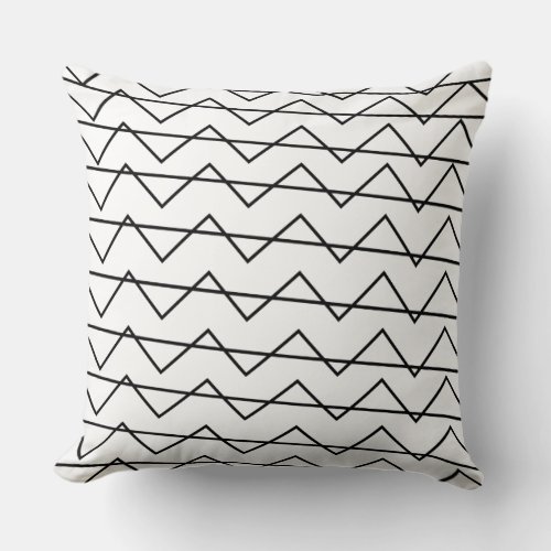 Chevron Stripe Black and White Geometric Pattern Throw Pillow