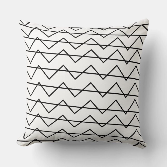 Chevron Stripe Black and White Geometric Pattern Throw Pillow (Front)