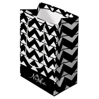 Chevron Stripe Black and White Personalized