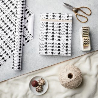 Chevron Stripe Hearts Black and White Pattern
