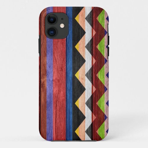 Chevron Stripe Modern Wood iPhone 11 Case