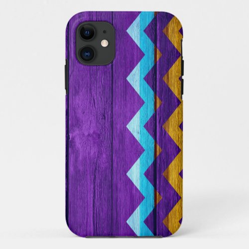 Chevron Stripe Modern Wooden iPhone 11 Case