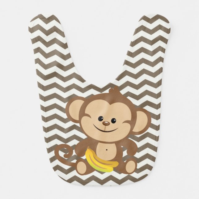 Chevron Stripe Monkey With Banana Bib (Front)