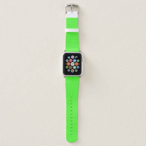 Chevron Stripe Neon Green White Geometric Pattern Apple Watch Band