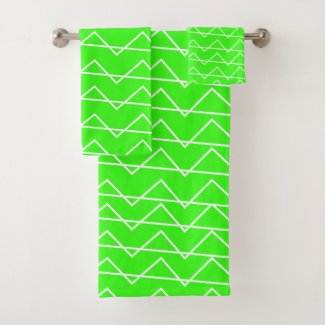 Chevron Stripe Neon Green White Geometric Pattern