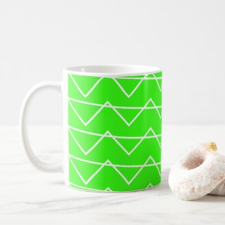 Chevron Stripe Neon Green White Geometric Pattern