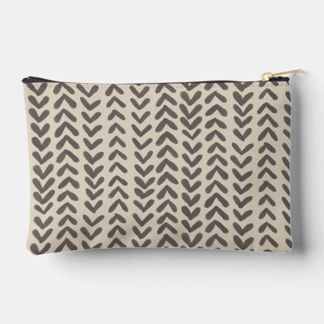 Chevron stripe pattern - clay brown accessory pouch (Back)