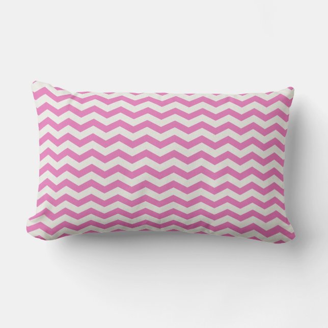 Chevron Stripe Pink/White American MOJO Pillow (Front)