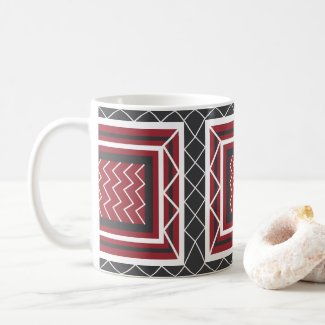 Chevron Stripe Square Grey White Red Geometric