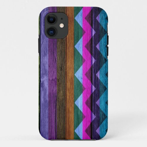 Chevron Stripe Wooden iPhone 11 Case