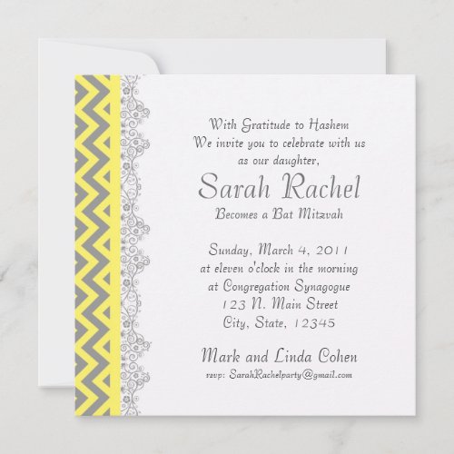 Chevron Stripe - yellow Personalized Invite