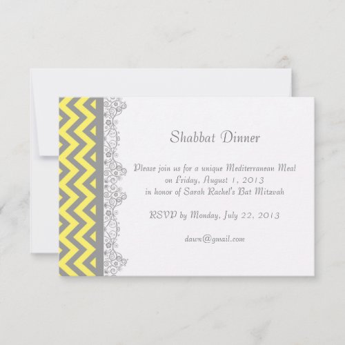 Chevron Stripe - yellow  Invitation - insert