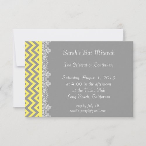Chevron Stripe - yellow  Invitation - insert