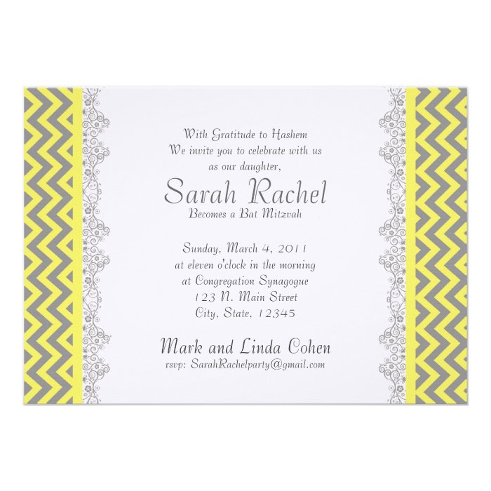 Chevron Stripe   yellow Personalized Invitations