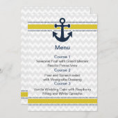 chevron stripes, anchor, nautical menu cards (Front/Back)