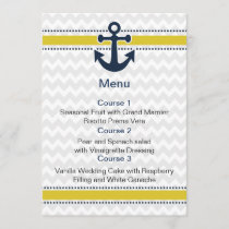 chevron stripes, anchor, nautical menu cards