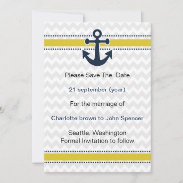 chevron stripes, anchor, nautical save the date