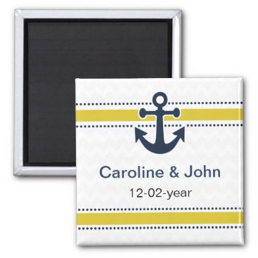 chevron stripes,anchor,nautical save the date magnet