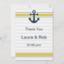 chevron stripes, anchor, nautical Thank You cards