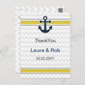chevron stripes, anchor, nautical Thank You cards (Front/Back)