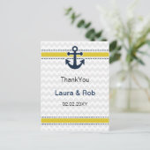 chevron stripes, anchor, nautical Thank You cards (Standing Front)