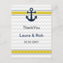 chevron stripes, anchor, nautical Thank You cards