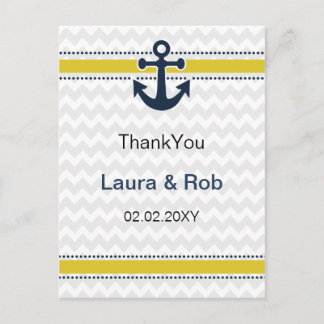 chevron stripes, anchor, nautical Thank You cards