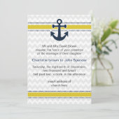 chevron stripes, anchor, nautical wedding invites (Standing Front)