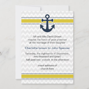 chevron stripes, anchor, nautical wedding invites