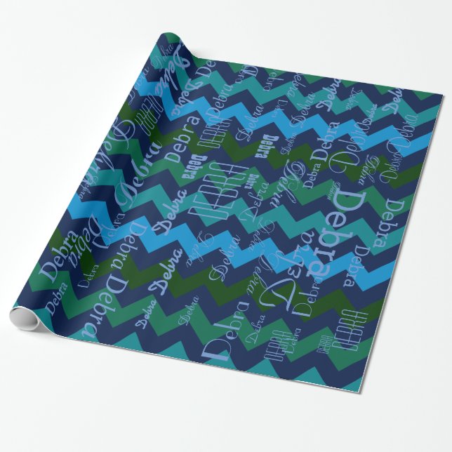 Chevron Stripes : Create your own pattern of Names Wrapping Paper (Unrolled)