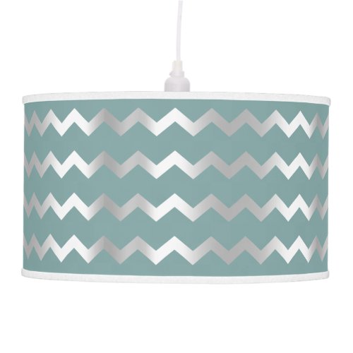 Chevron Stripes Gray Grey Silver Teal Green Ceiling Lamp