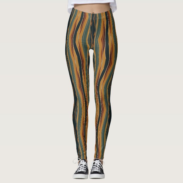 Chevron Stripes in Earth Tones Leggings (Front)