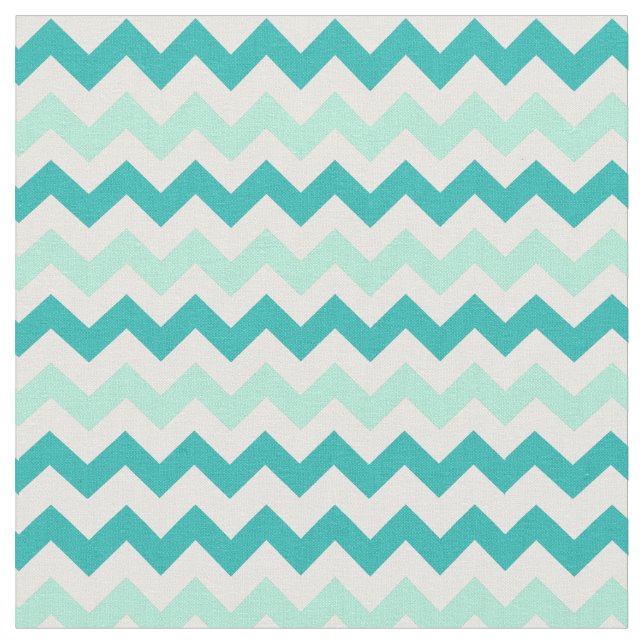 Chevron Stripes in Shades of Teal Fabric (Close Up)