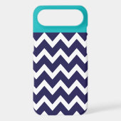 Chevron Stripes & Monogram | Navy Teal iPod Touch 5G Cover (Back)
