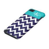 Chevron Stripes & Monogram | Navy Teal iPod Touch 5G Cover (Bottom)