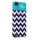 Chevron Stripes & Monogram | Navy Teal iPod Touch 5G Cover (Back/Right)