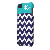 Chevron Stripes & Monogram | Navy Teal iPod Touch 5G Cover (Back Left)