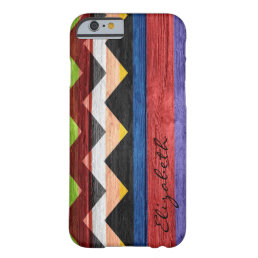 Chevron Stripes Monogram Vintage Wood #10 Barely There iPhone 6 Case