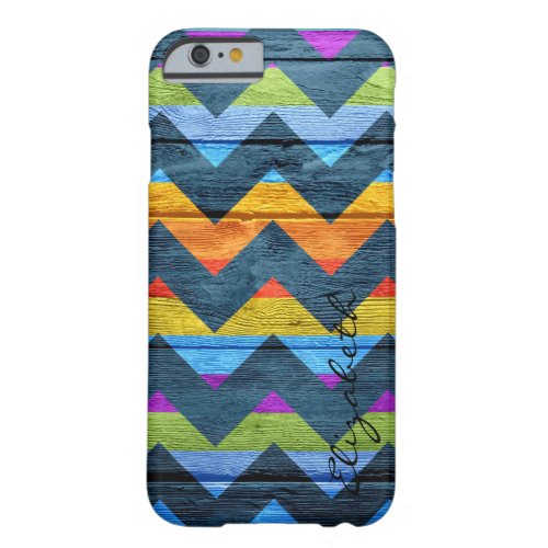 Chevron Stripes Monogram Vintage Wood 3 Barely There iPhone 6 Case