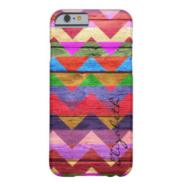 Chevron Stripes Monogram Vintage Wood #4 Barely There iPhone 6 Case