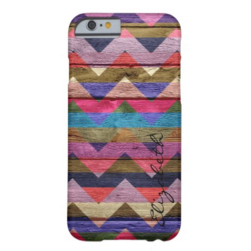 Chevron Stripes Monogram Vintage Wood 6 Barely There iPhone 6 Case