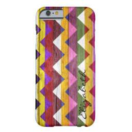 Chevron Stripes Monogram Vintage Wood Barely There iPhone 6 Case