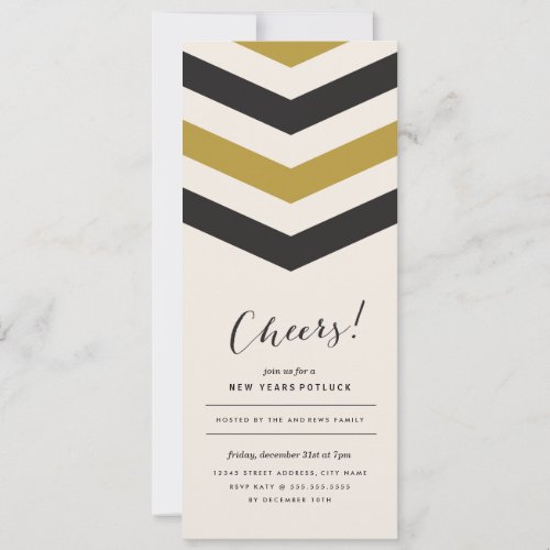 Chevron Stripes New Years Invite