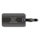 Chevron Stripes Personalized Monogram Black White