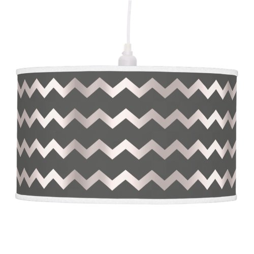 Chevron Stripes Rose Metallic Gray Graphite Ceiling Lamp