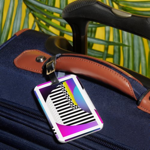 Chevron Stripes Triangles Luggage Tag