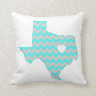 Chevron Teal and Gray Texas Throw Pillow