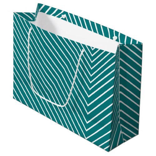 Chevron teal blue and white large gift bag