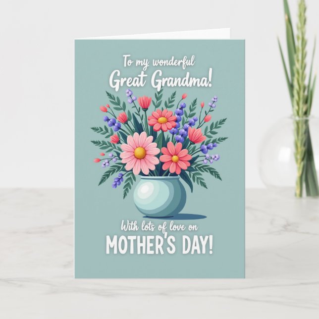 Chevron Teal Bouquet Card (Front)