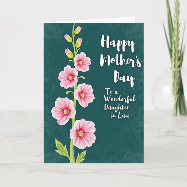 Chevron Teal Flower Design Card (Front)